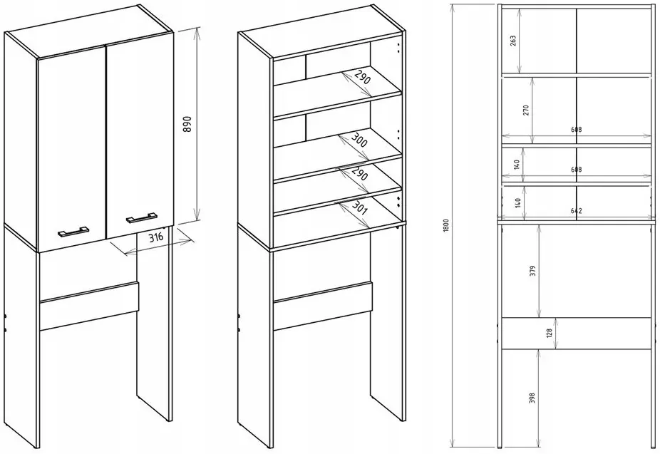 Dulap pentru mașina de spălat TopEshop Pola DD (Anthracite/White) - 9