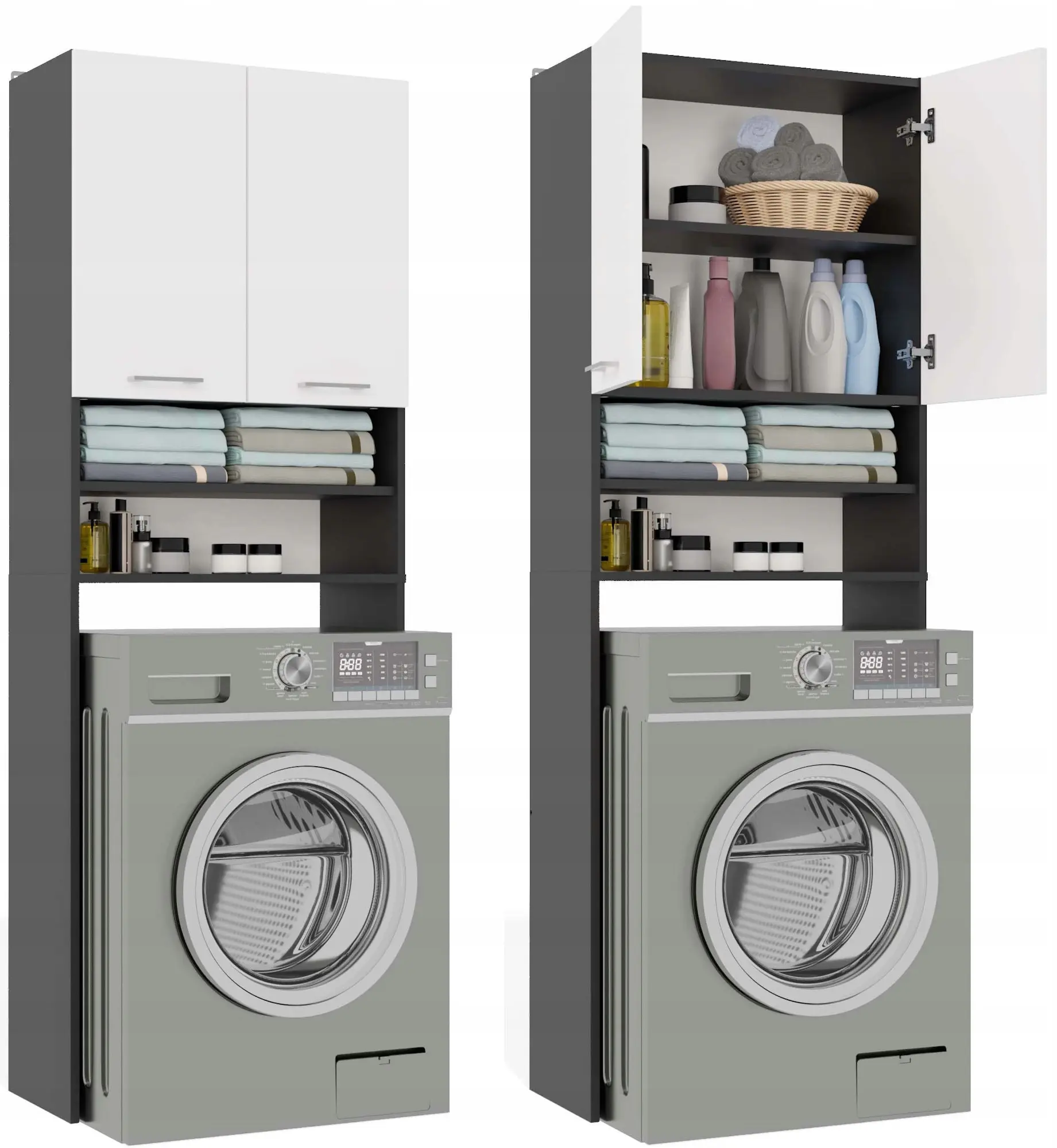 Dulap pentru mașina de spălat TopEshop Pola DK (Anthracite/White) - 6