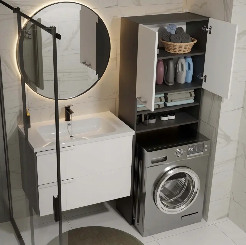 Dulap pentru mașina de spălat TopEshop Pola DK (Anthracite/White) - 7