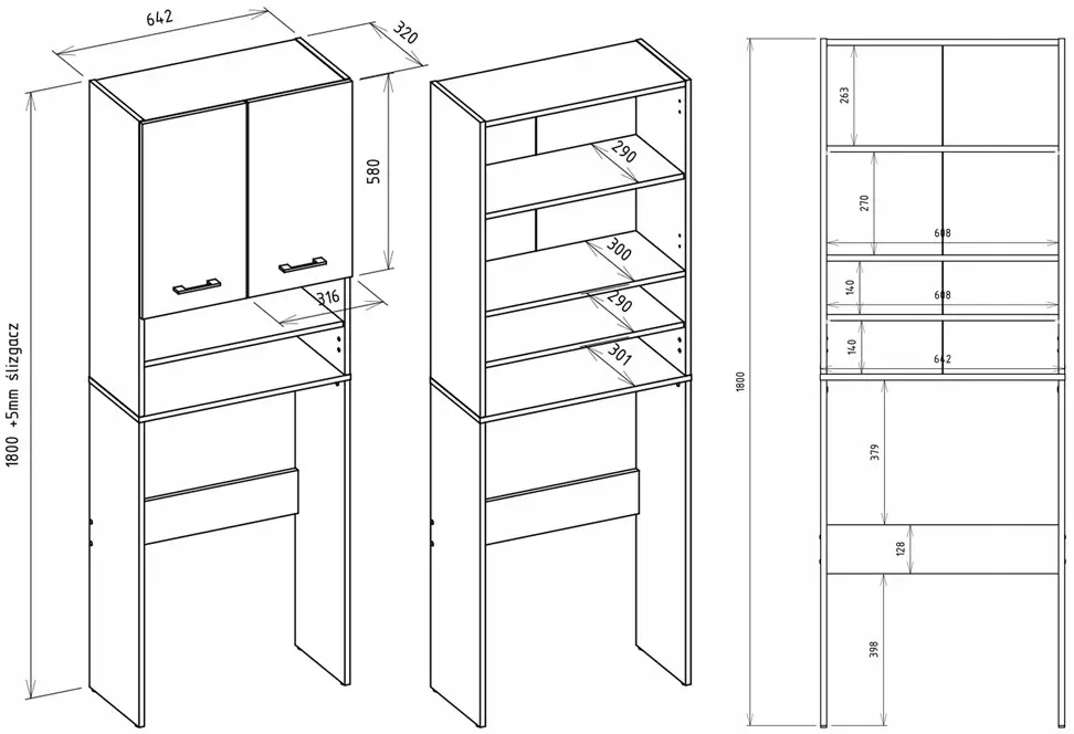 Dulap pentru mașina de spălat TopEshop Pola DK (Anthracite/White) - 8