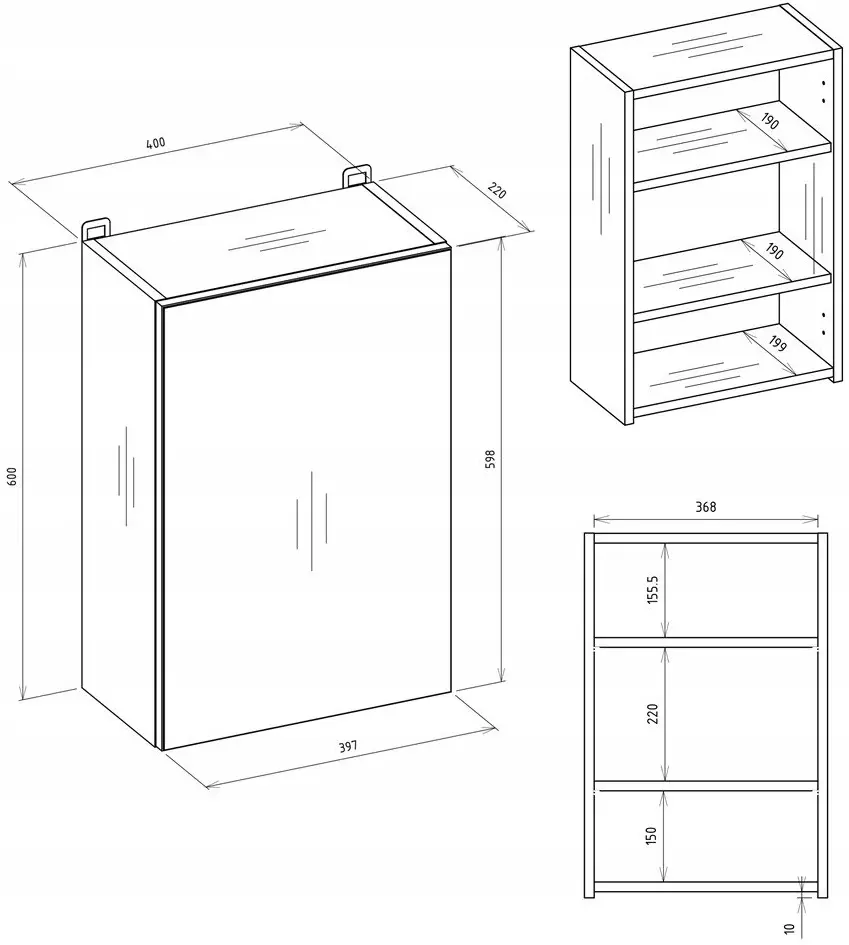 Шкаф с зеркалом TopEshop Pola 1DL (Cashmere) - 6