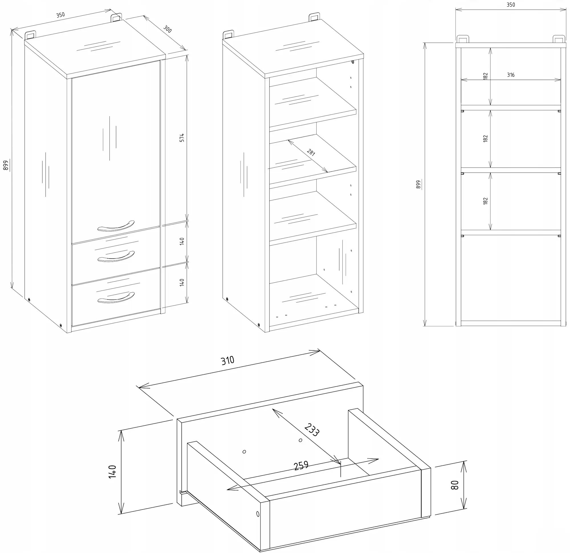Шкафчик подвесной TopEshop Nina W1D2S (White) - 8