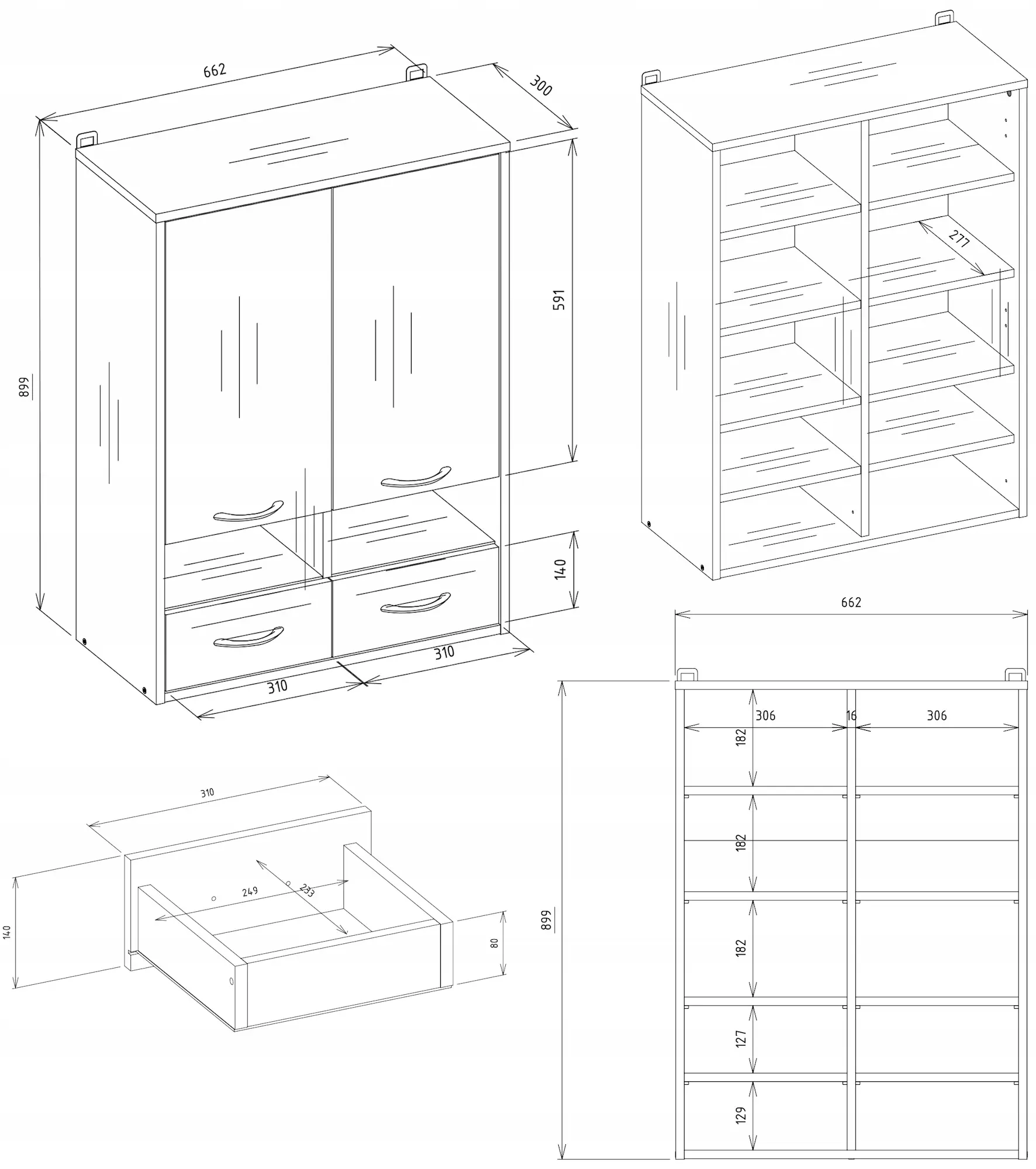 Шкафчик подвесной TopEshop Nina W2D2P2S (White) - 8