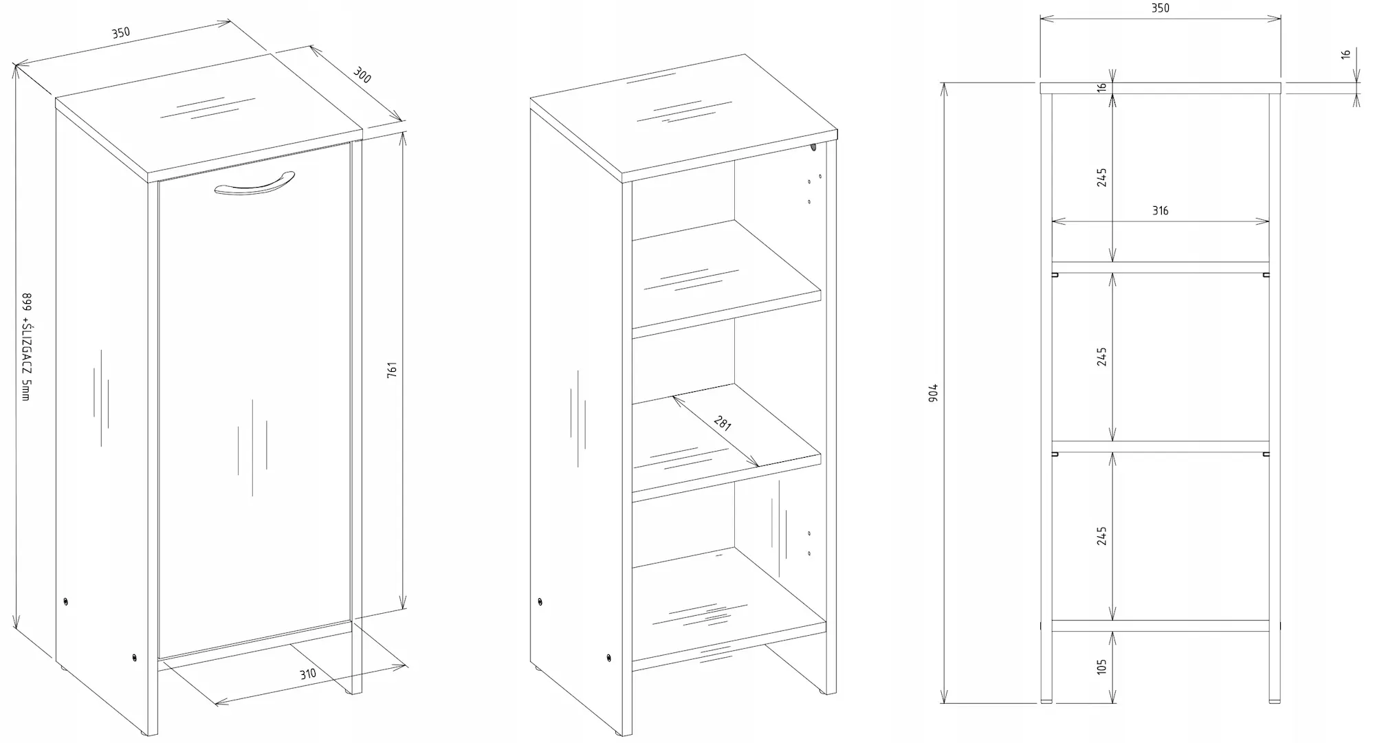 Dulap TopEshop Nina 1D (White) - 8