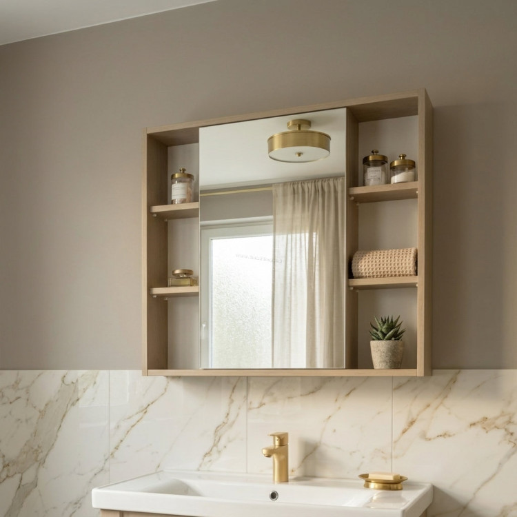 Шкаф с зеркалом Vasto Furniture Marbela 800mm (Cappuccino)