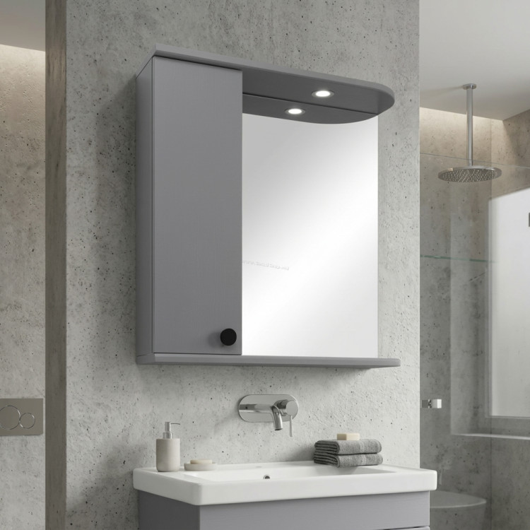 Шкаф с зеркалом Vasto Furniture Palma 600mm (Grey Matte)