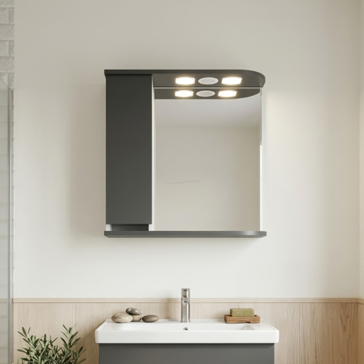 Шкаф с зеркалом Vasto Furniture Sanremo 700mm (Anthracite)