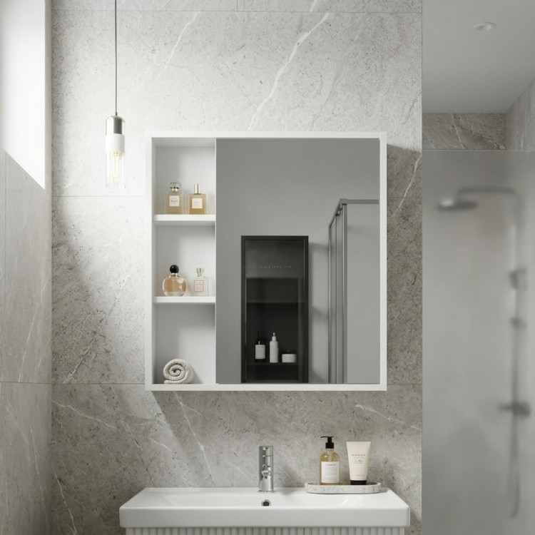 Шкаф с зеркалом Vasto Furniture Toledo 700mm (White)