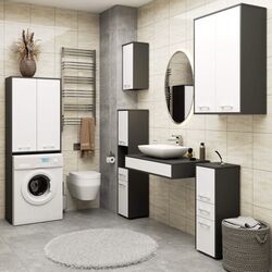 Шкаф Akord Fin 180 2D (Graphite Gray/White) Thumb