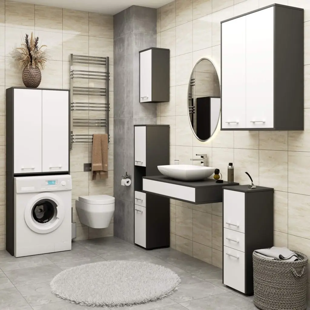 Шкаф Akord Fin 180 2D (Graphite Gray/White)