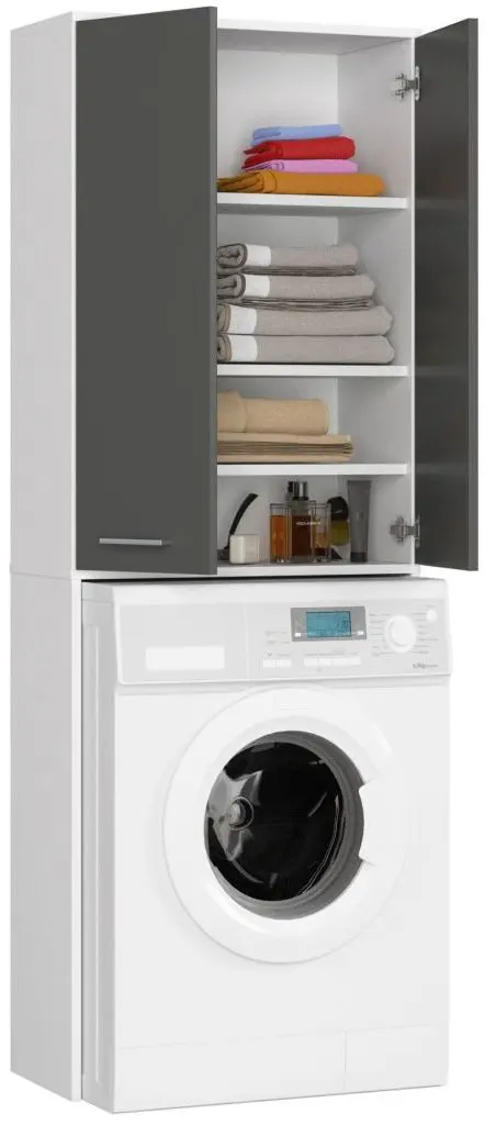 Dulap Akord Fin 180 2D (White/Graphite Grey)