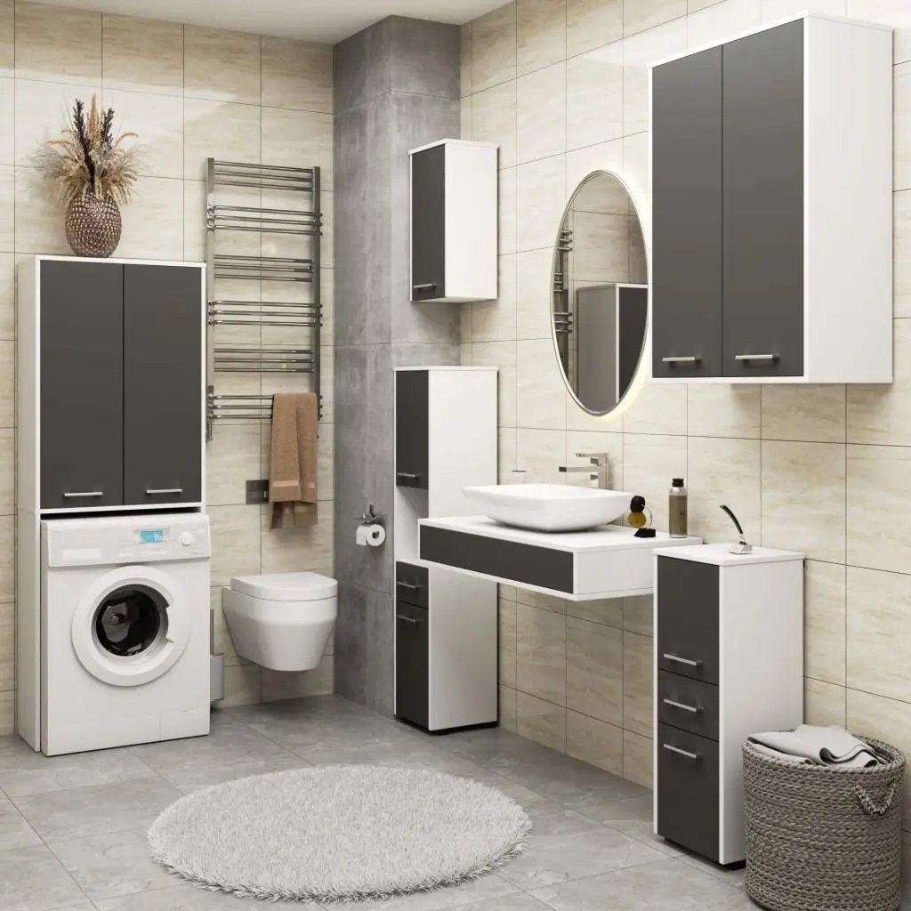 Dulap Akord Fin 180 2D (White/Graphite Grey)