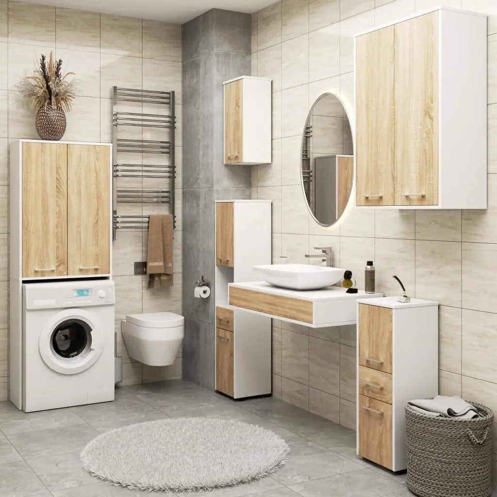 Dulap Akord Fin 180 2D (White/Sonoma Oak)