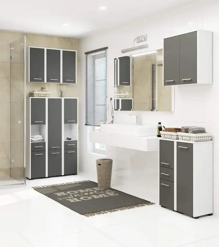 Dulap Akord Fin S30 1D (White/Graphite Gray)