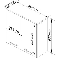 Шкафчик подвесной Akord Fin 60см 2D (Artisan Oak/White) Thumb