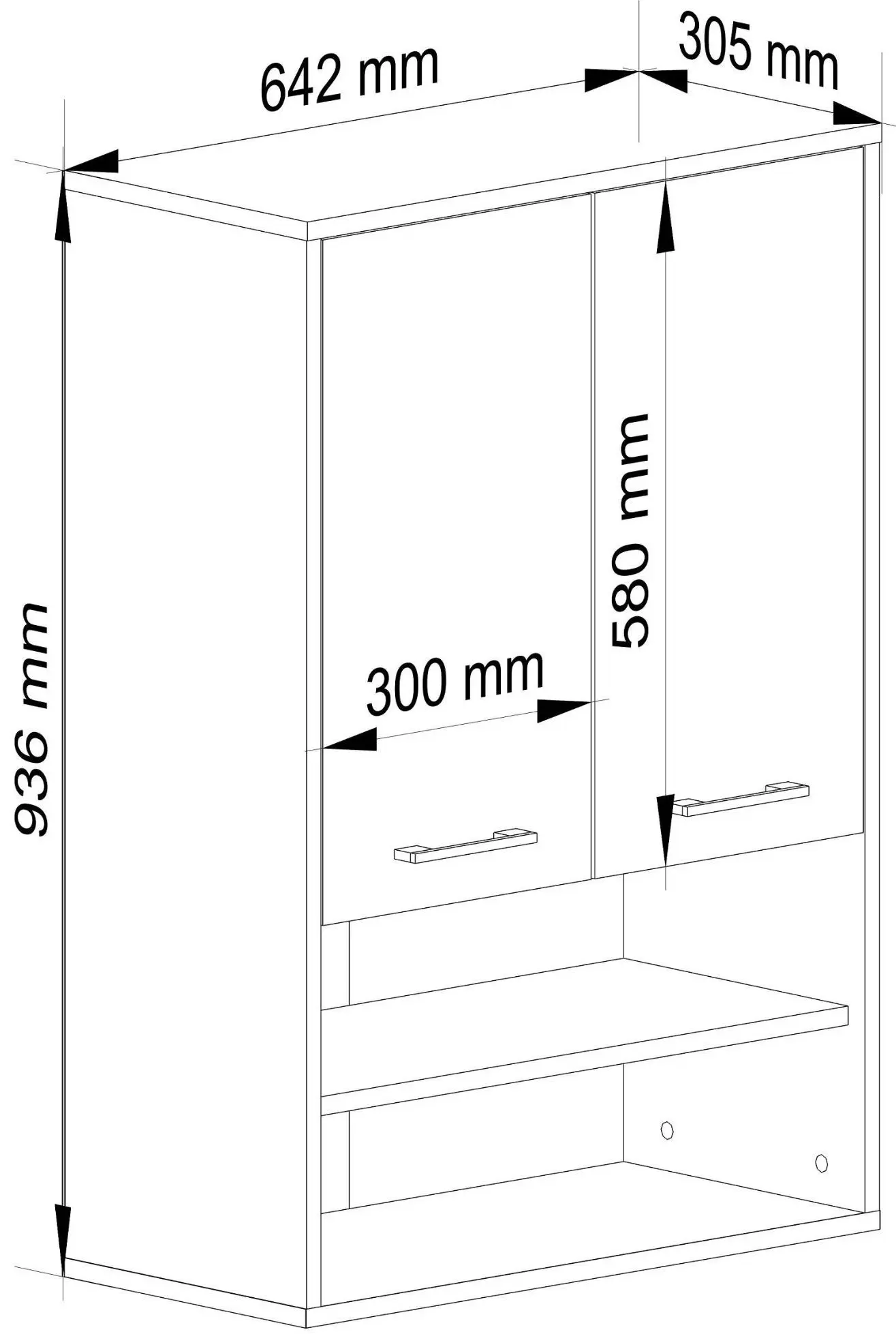 Шкафчик подвесной Akord Fin H934 W64 2D 1P (Artisan Oak)