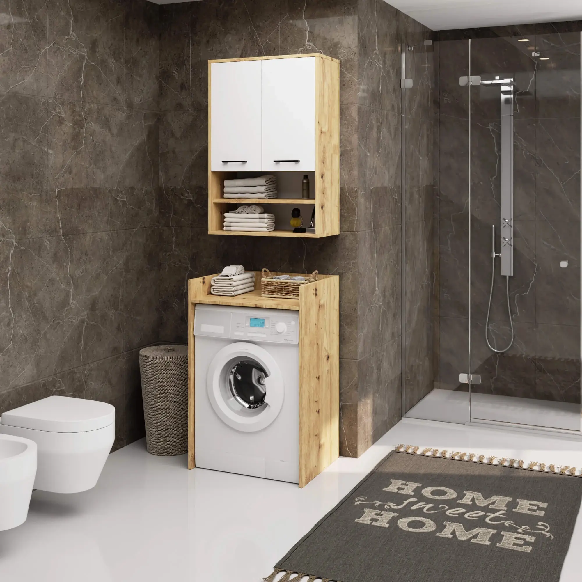 Шкафчик подвесной Akord Fin H934 W64 2D 1P (Artisan Oak/White)