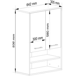 Dulap suspendat Akord Fin H934 W64 2D 1P (Graphite Grey) Thumb