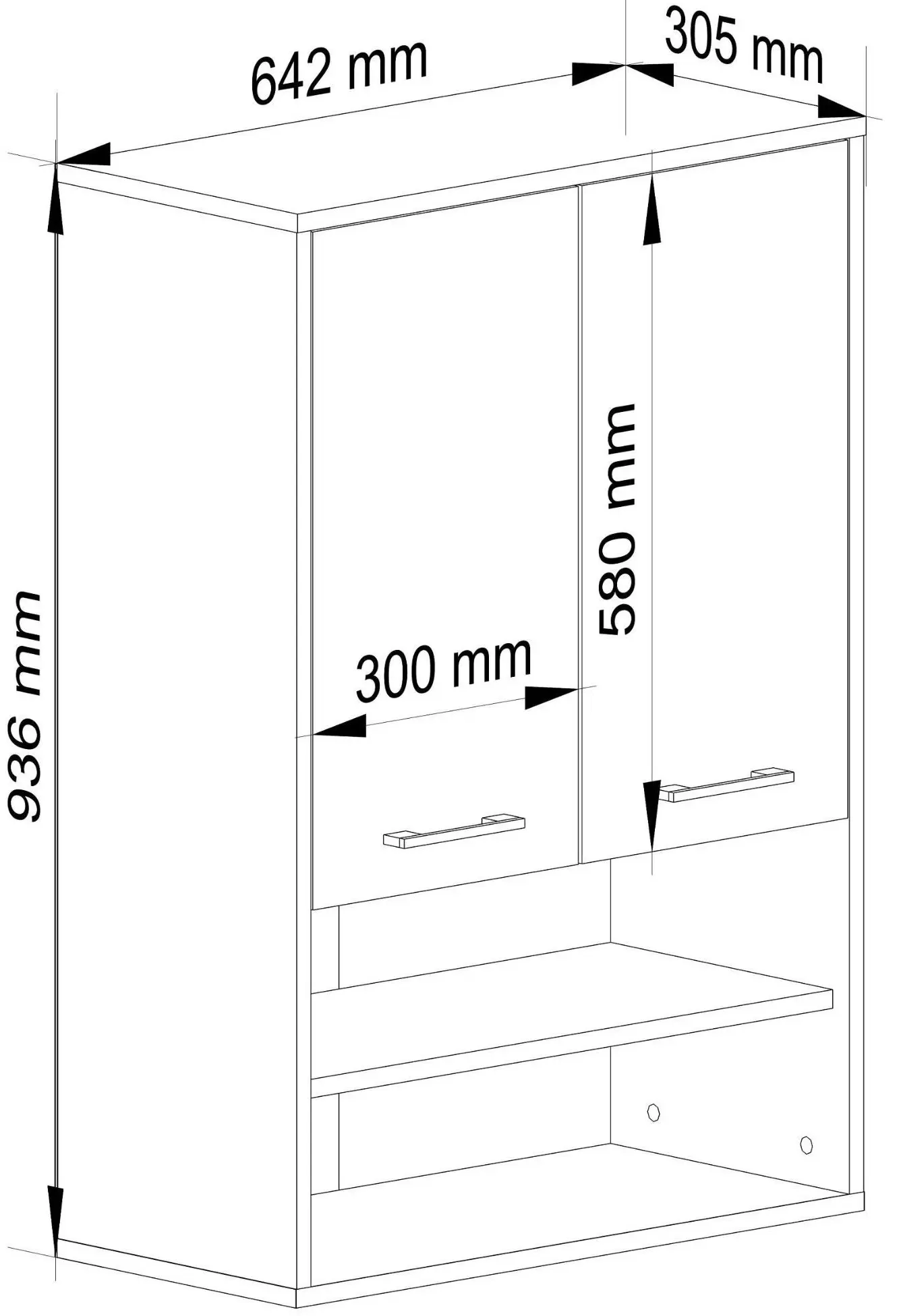 Dulap suspendat Akord Fin H934 W64 2D 1P (Graphite Grey)