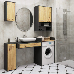 Dulap suspendat Akord Fin H934 W64 2D 1P (Graphite Grey/Artisan Oak) Thumb