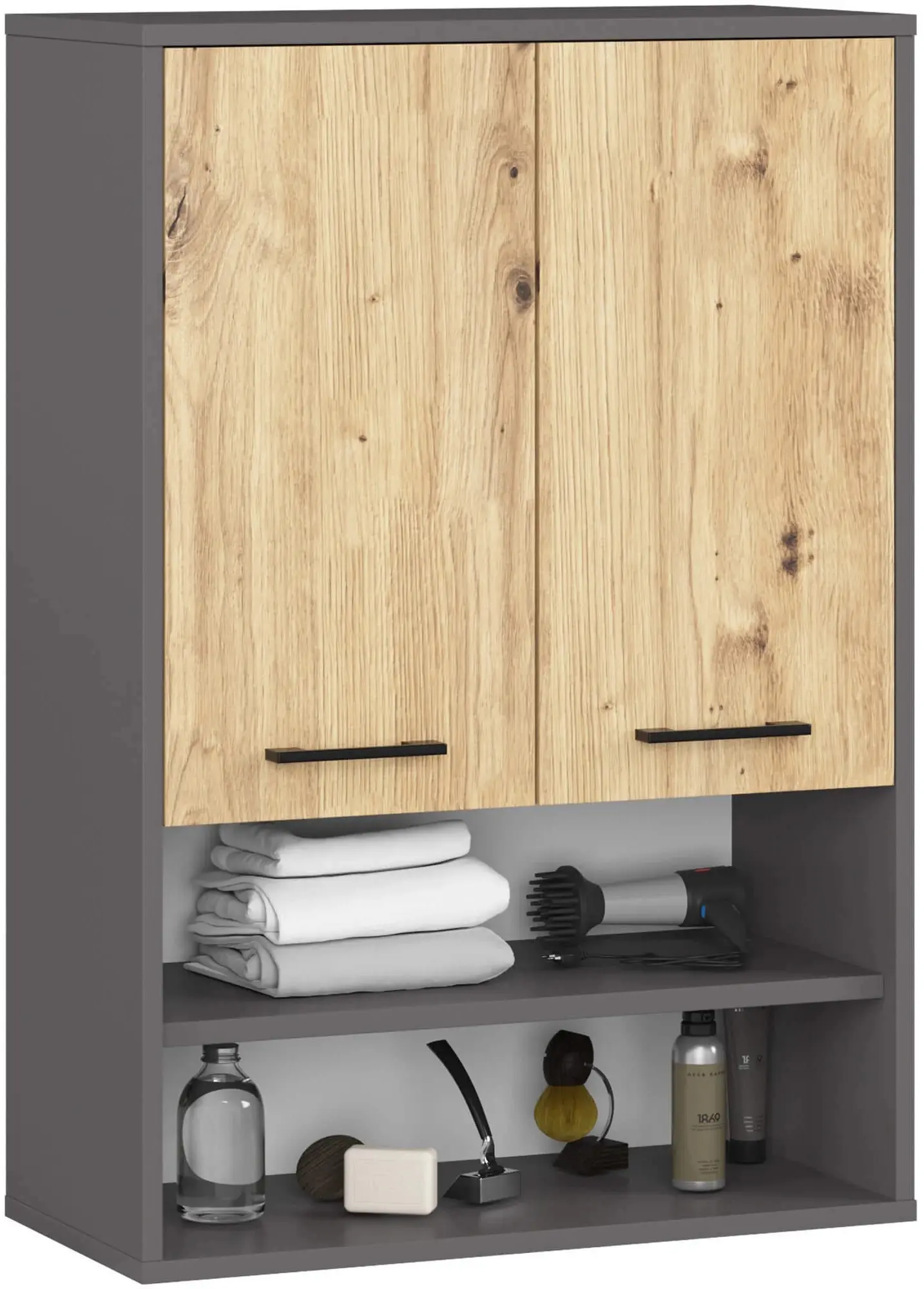Dulap suspendat Akord Fin H934 W64 2D 1P (Graphite Grey/Artisan Oak)