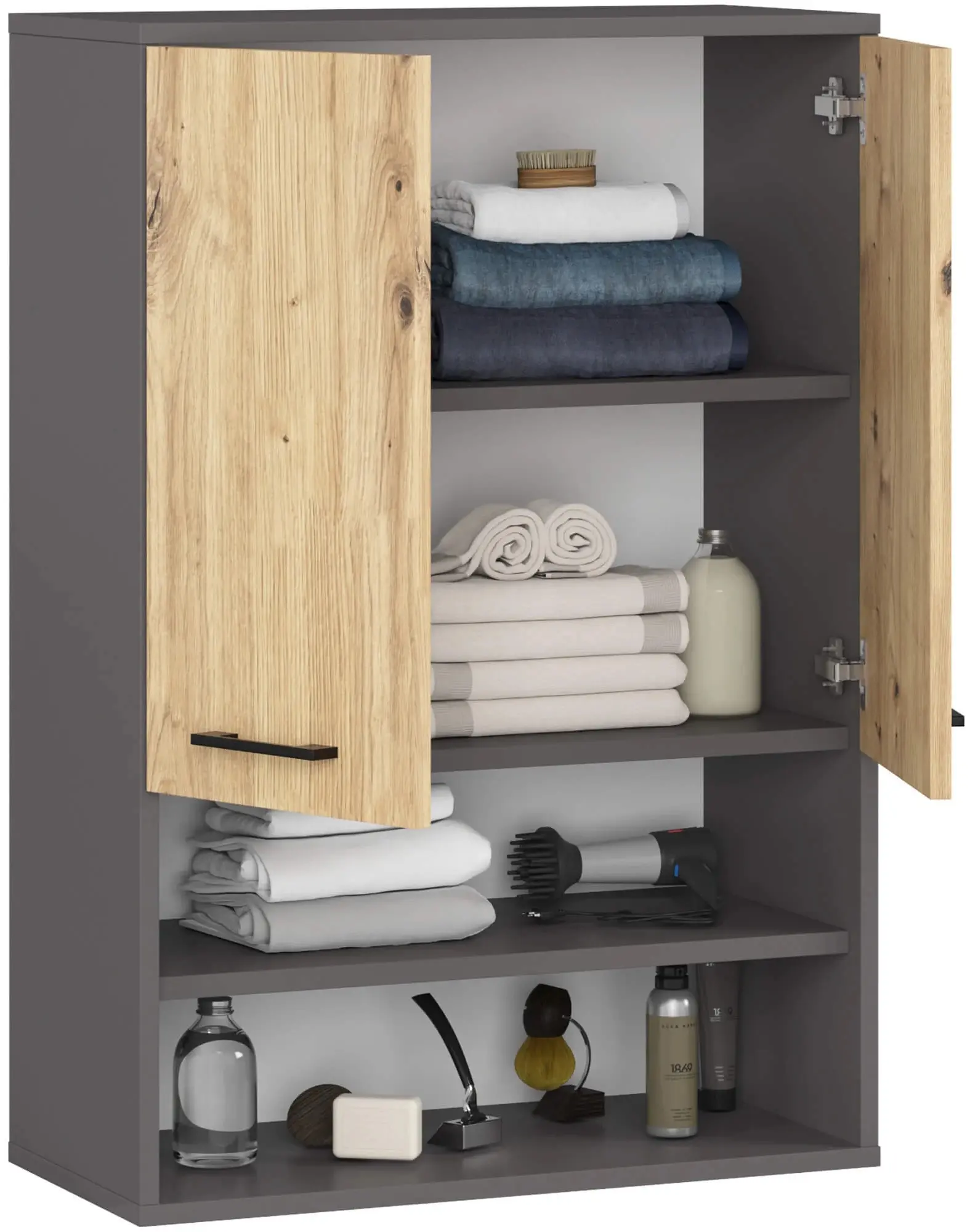 Dulap suspendat Akord Fin H934 W64 2D 1P (Graphite Grey/Artisan Oak)