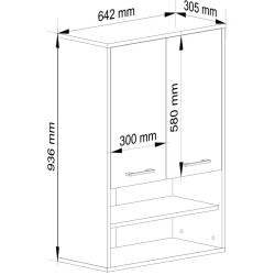Dulap suspendat Akord Fin H934 W64 2D 1P (Graphite Grey/Artisan Oak) Thumb
