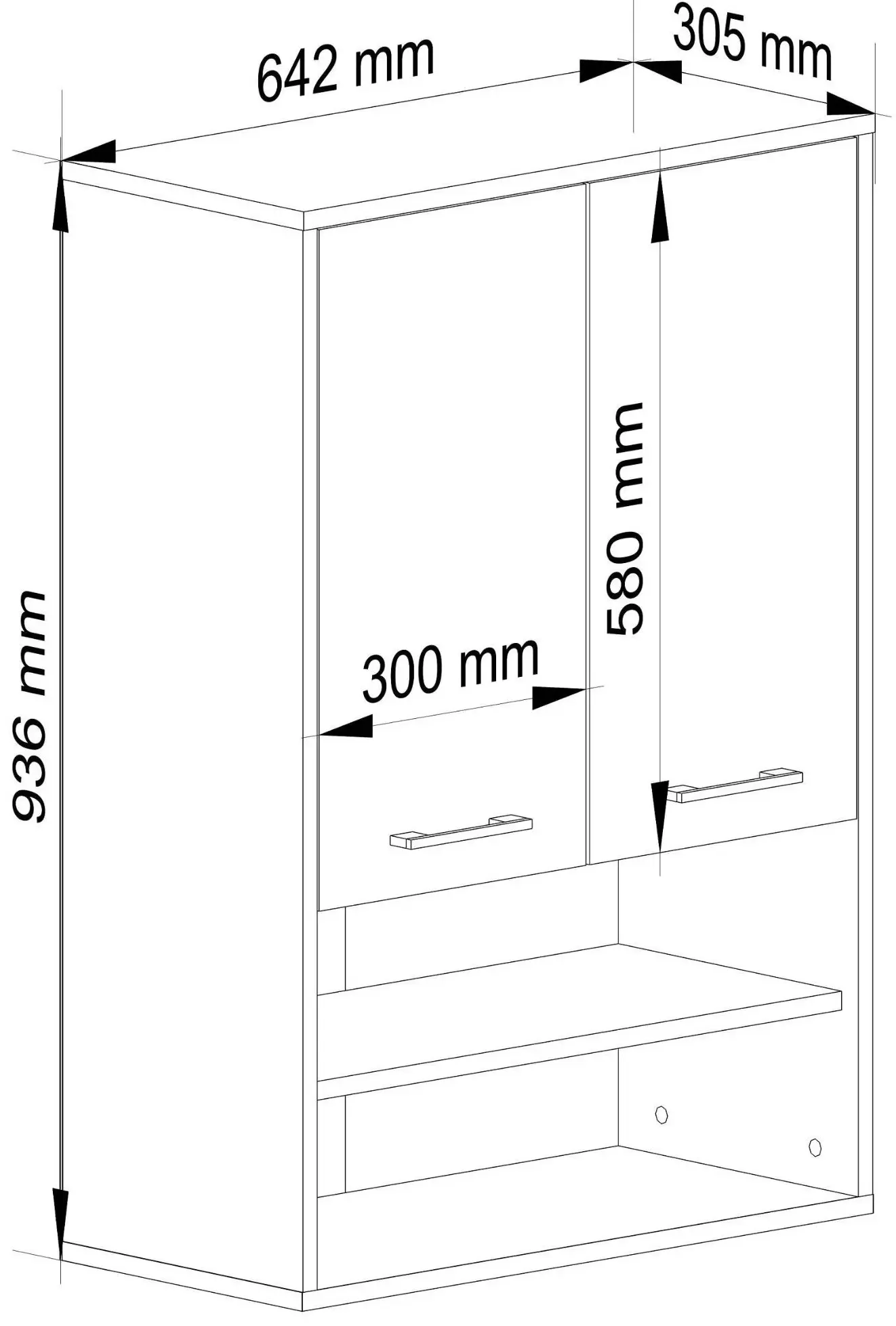 Dulap suspendat Akord Fin H934 W64 2D 1P (Graphite Grey/Artisan Oak)