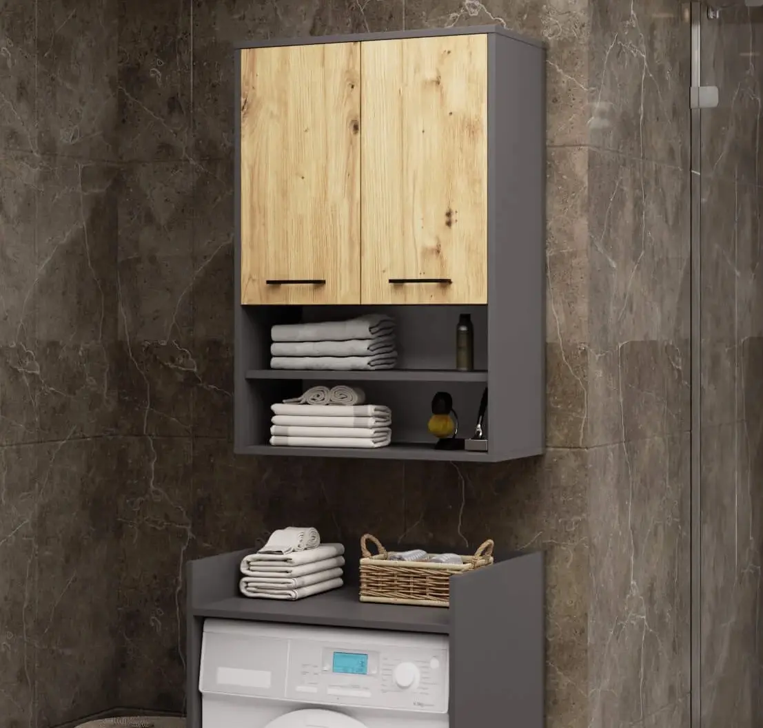 Dulap suspendat Akord Fin H934 W64 2D 1P (Graphite Grey/Artisan Oak)