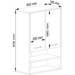 Dulap suspendat Akord Fin H934 W64 2D 1P (Sonoma Oak/White) Thumb