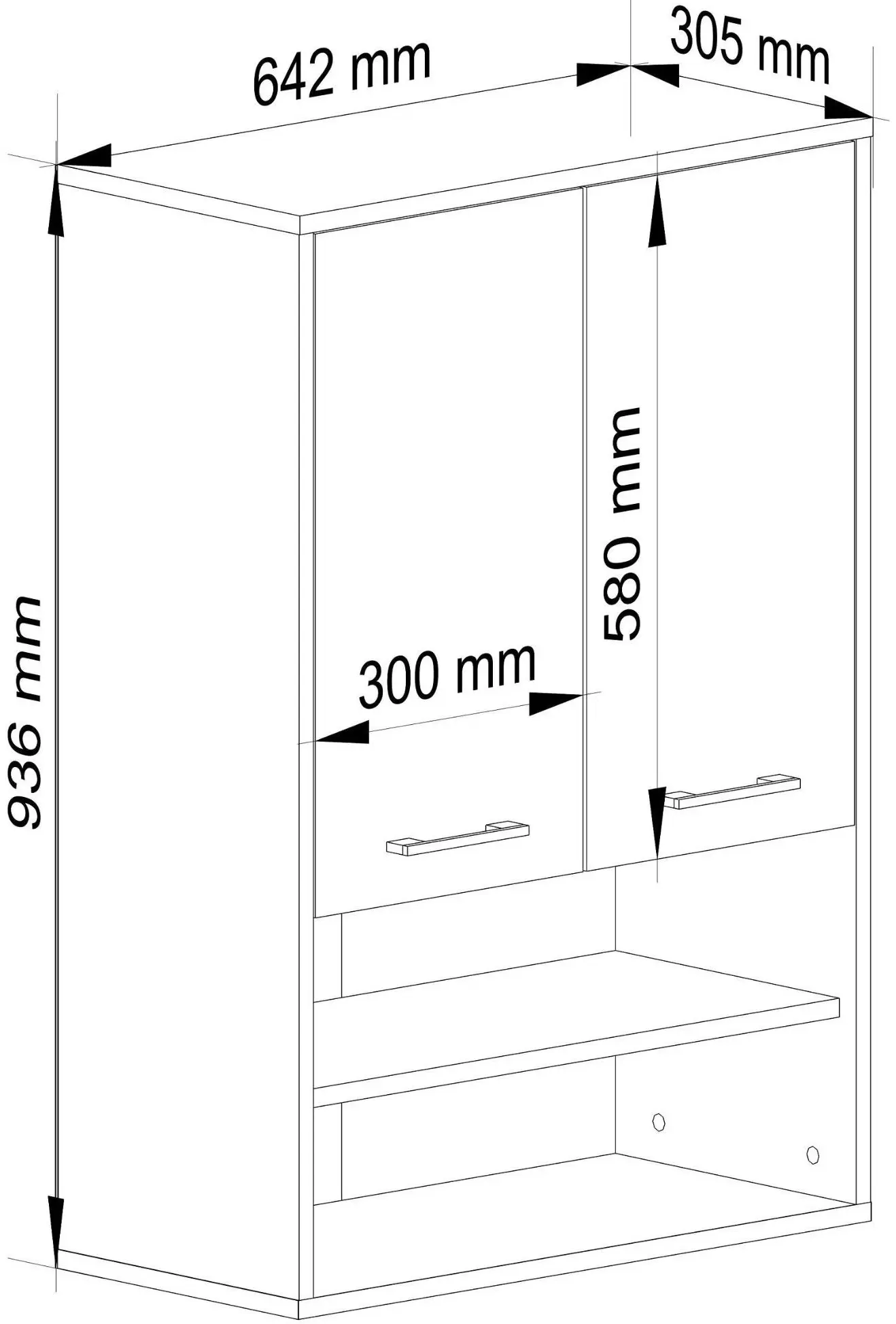 Dulap suspendat Akord Fin H934 W64 2D 1P (White)
