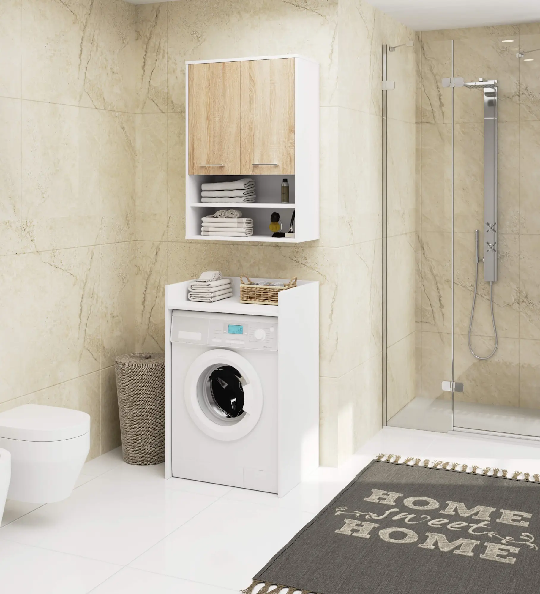 Dulap suspendat Akord Fin H934 W64 2D 1P (White/Sonoma Oak)