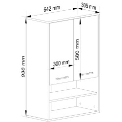 Dulap suspendat Akord Fin H934 W64 2D 1P (White/Sonoma Oak) Thumb