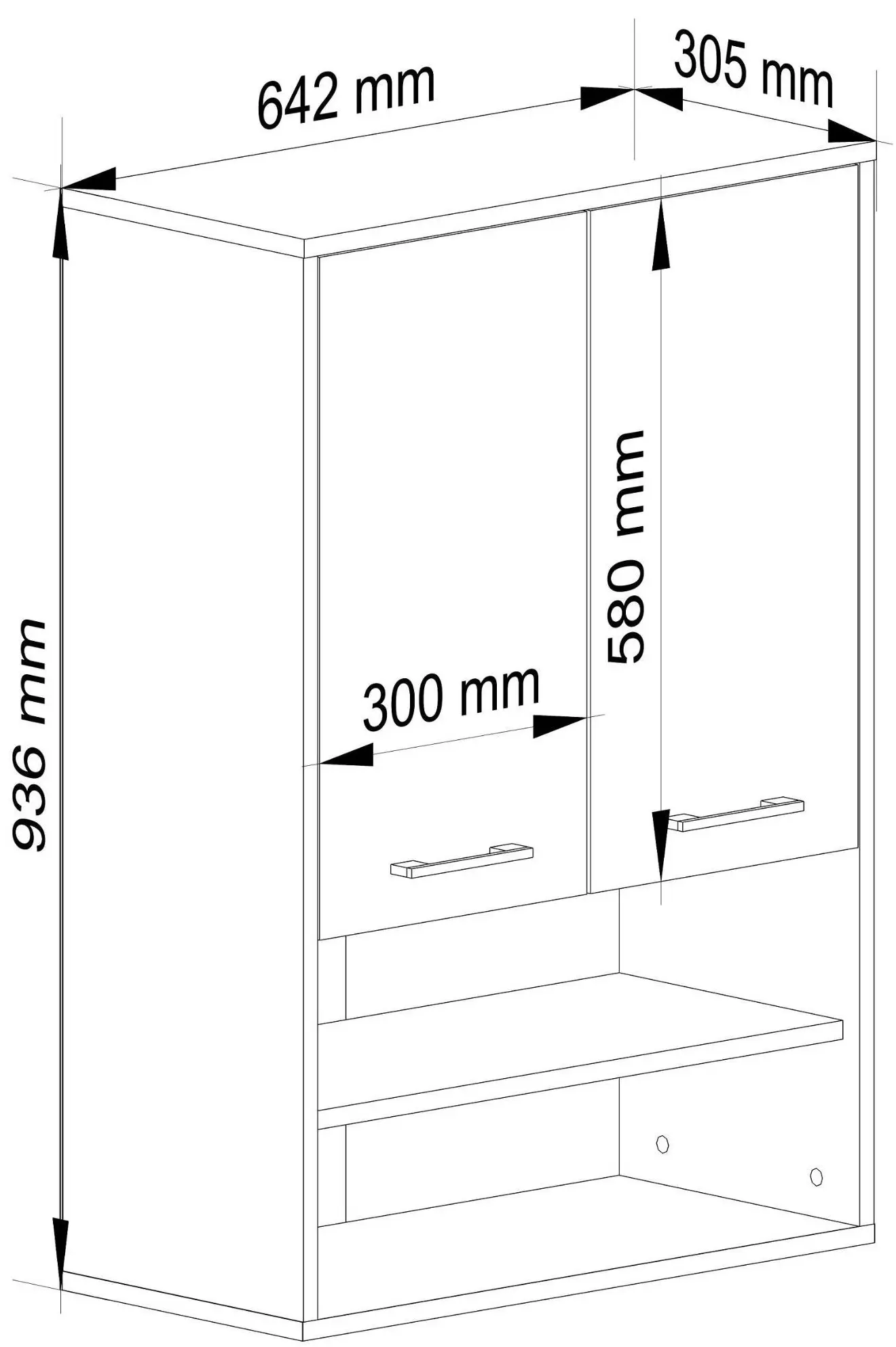 Dulap suspendat Akord Fin H934 W64 2D 1P (White/Sonoma Oak)