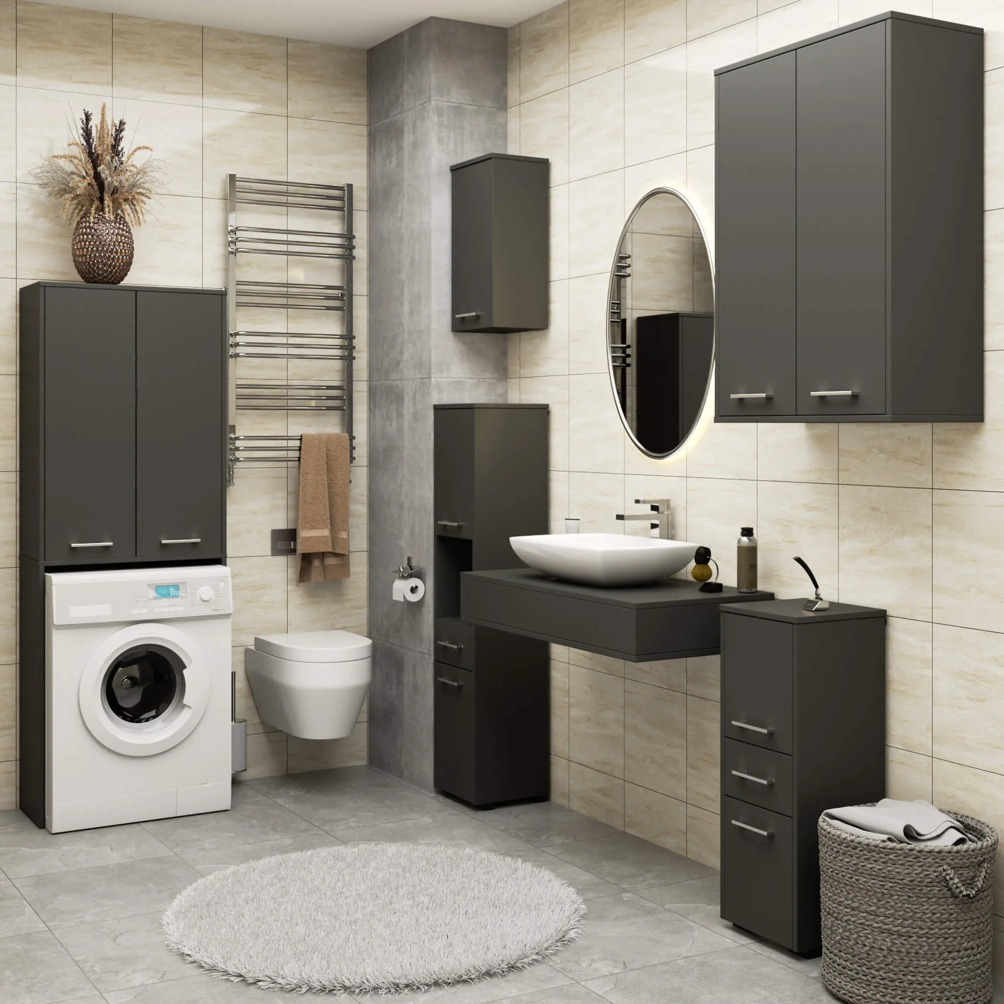 Dulap suspendat Akord Fin H934 W64 2D (Graphite Grey)