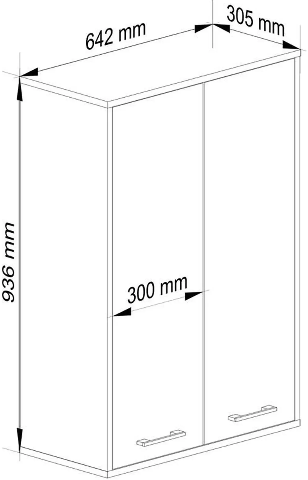 Dulap suspendat Akord Fin H934 W64 2D (Graphite Grey/Artisan Oak)