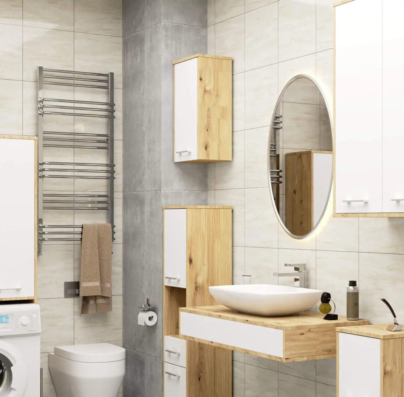 Dulap suspendat Akord Fin W30 1D (Artisan Oak/White)