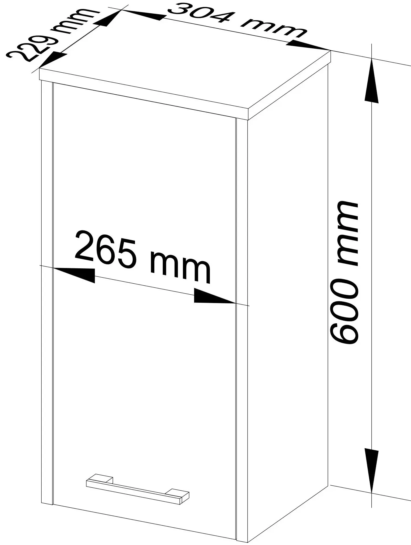 Dulap suspendat Akord Fin W30 1D (Artisan Oak/White)
