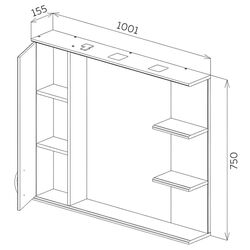 Dulap cu oglinda Bayro Allure 1000x750 Left (Beige) Thumb