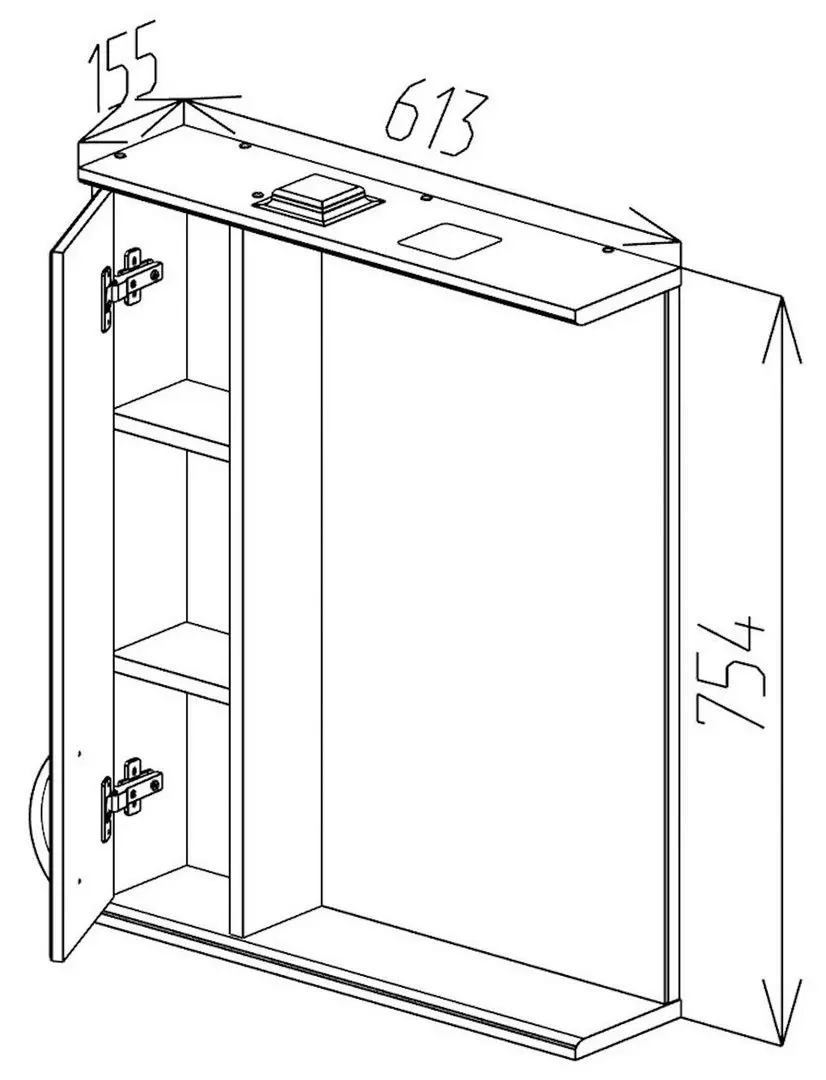Dulap cu oglinda Bayro Allure 600x750 Left (White) - 5