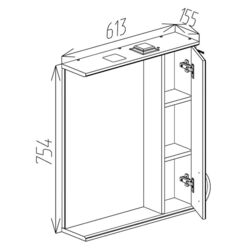 Dulap cu oglinda Bayro Allure 600x750 Right (White) Thumb