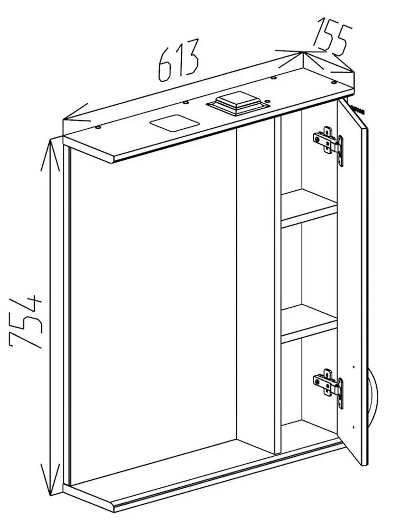 Dulap cu oglinda Bayro Allure 600x750 Right (White) - 5