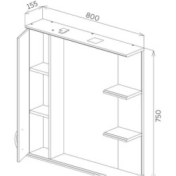 Шкаф с зеркалом Bayro Allure 800x750 Left (White) Thumb