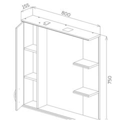 Dulap cu oglinda Bayro Allure 800x750 Left (White) Thumb