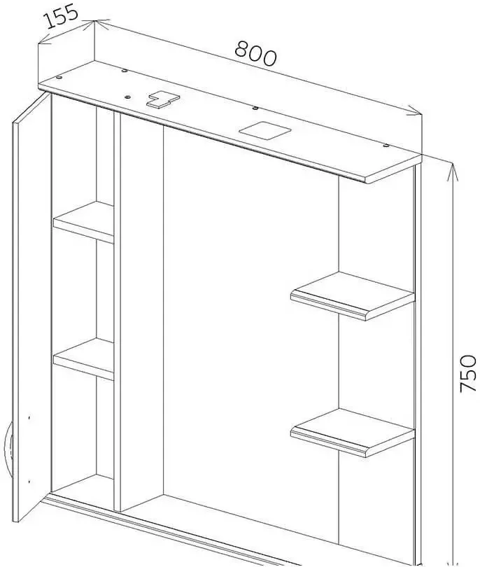 Шкаф с зеркалом Bayro Allure 800x750 Left (White)