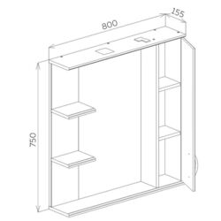 Dulap cu oglinda Bayro Allure 800x750 Right (White) Thumb