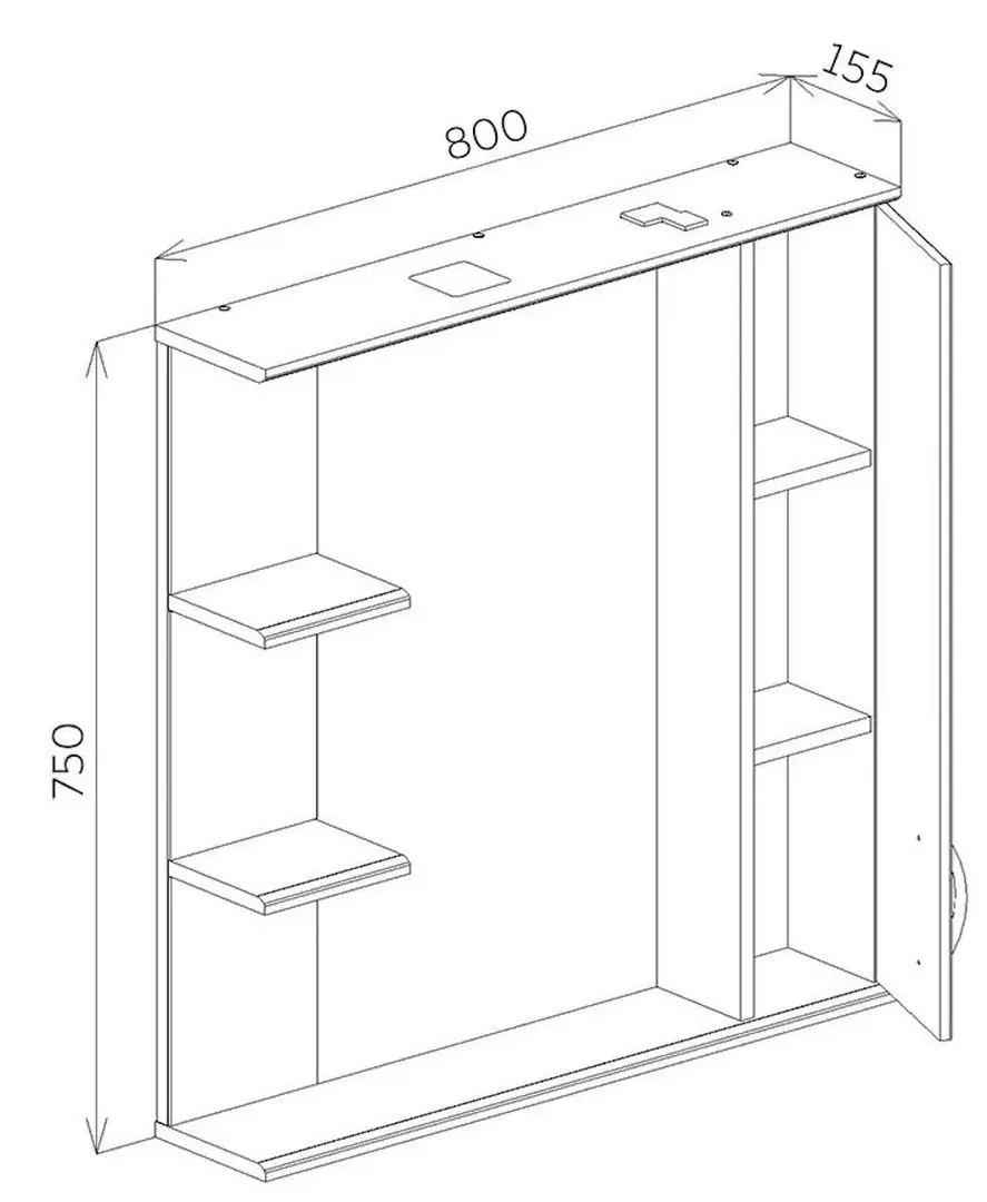 Dulap cu oglinda Bayro Allure 800x750 Right (White) - 5