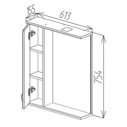 Dulap cu oglinda Bayro Dalas 600x750 Left (White) Thumb