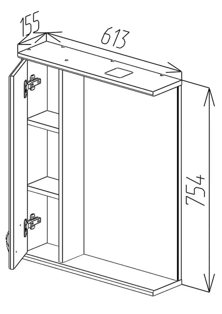 Dulap cu oglinda Bayro Dalas 600x750 Left (White)