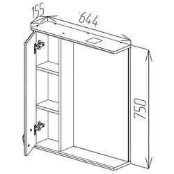 Шкаф с зеркалом Bayro Dalas 650x750 (White) Thumb